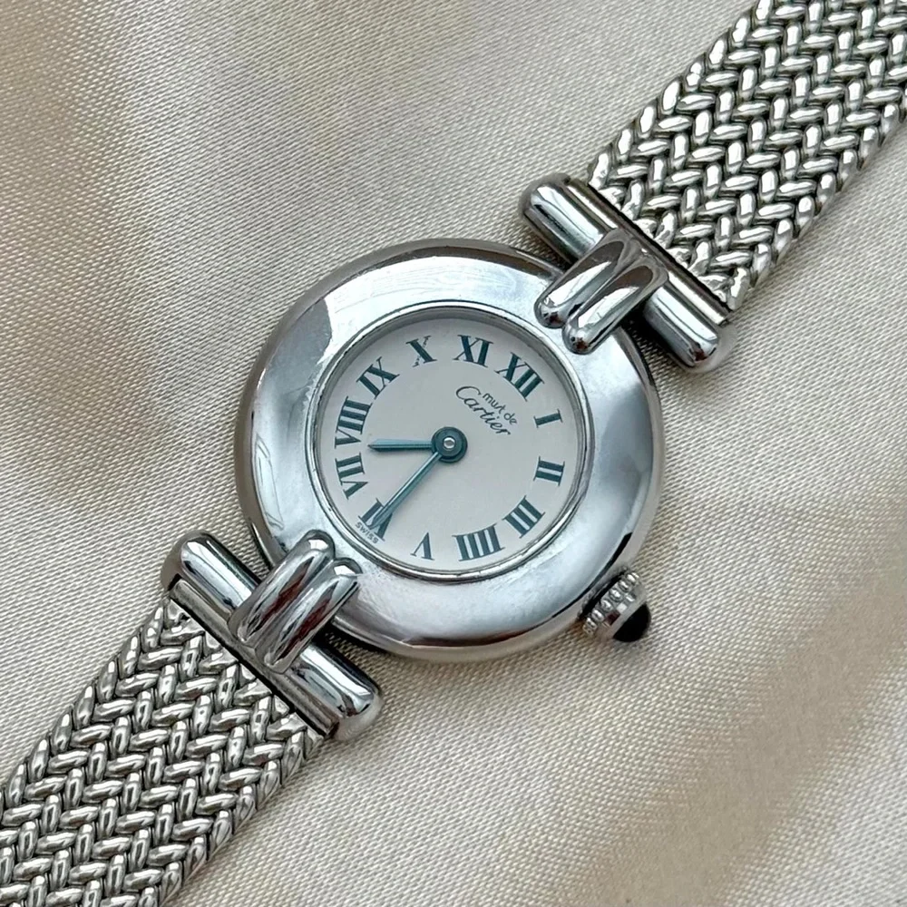 AUTHENTIC VINTAGE CARTIER SILVER WATCH - WITH BOX - Picture 6 of 8